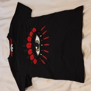 Kenzo Paris Woman Black, Red & White, Eye Graphic Short Sleeve T-Shirt, Size: S